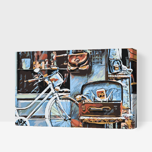 Paint by number - Cykel og kuffert fuld af minder