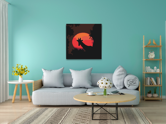 Paint by number - Giraf og Rød Måne