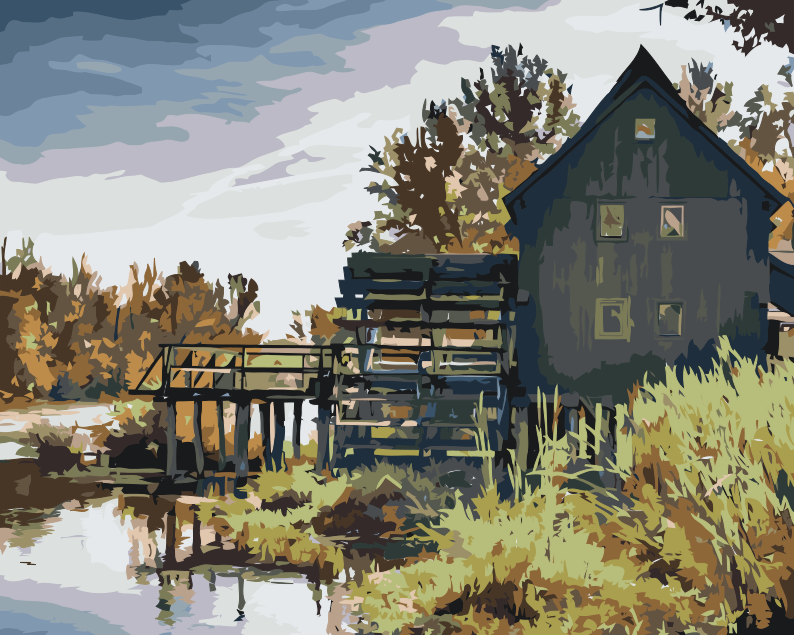Paint by number - Vandmølle