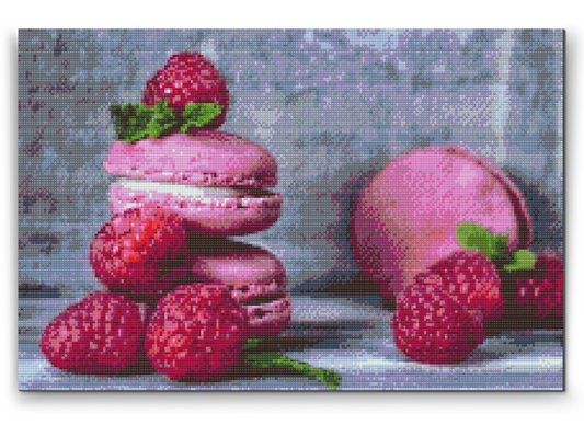 Diamond Paint - Macarons og hindbær