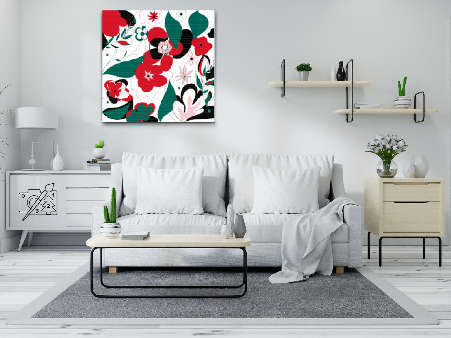 Diamond Paint - Abstrakt Blomster 2