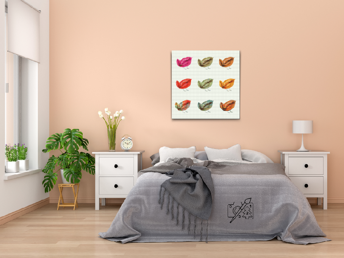 Diamond Paint - Fugle lavet af blade
