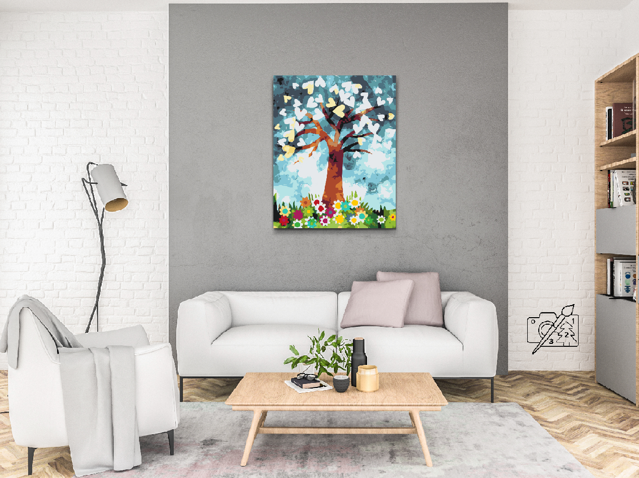 Paint by number - Træ fuld af hjerter