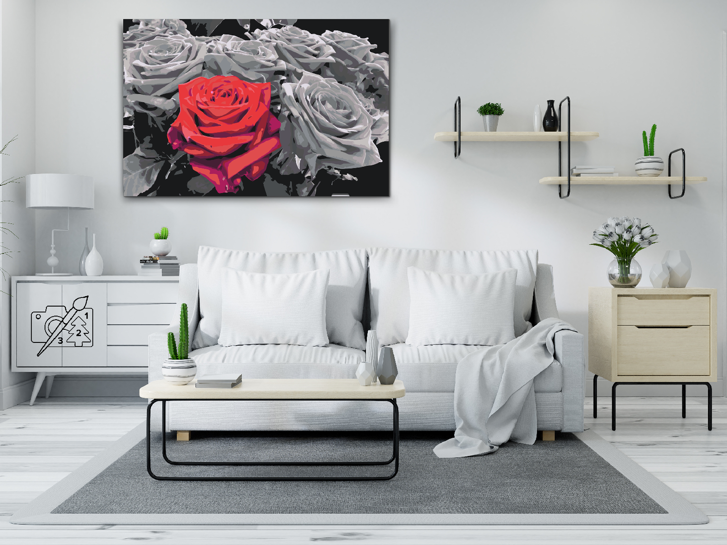Paint by number - Rød blomst i buket