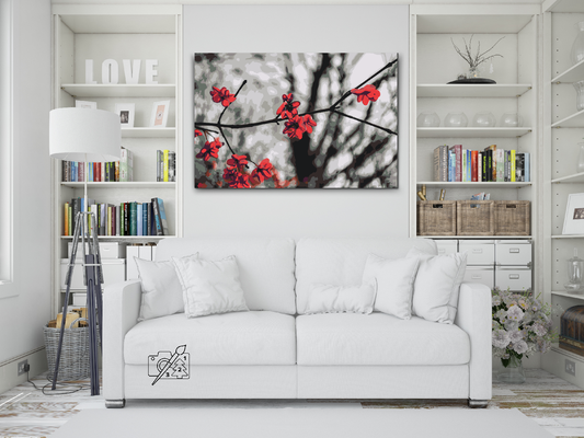 Paint by number - Røde blomster på træet