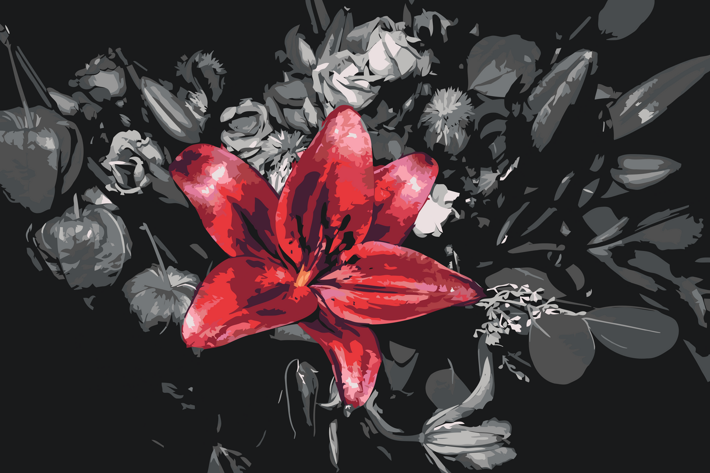 Paint by number - Enkeltfarvet blomst