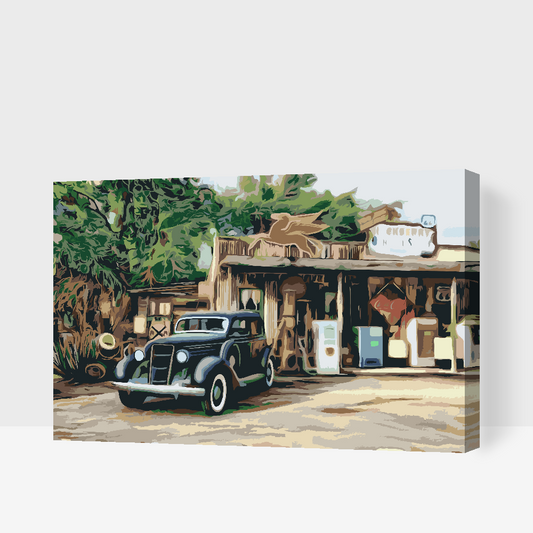 Paint by number - Bil ved pumpen