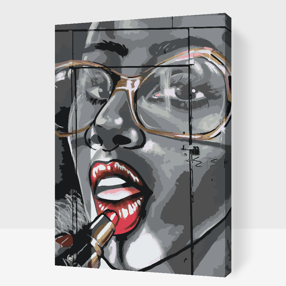 Paint by number - Læbestift og guldbriller