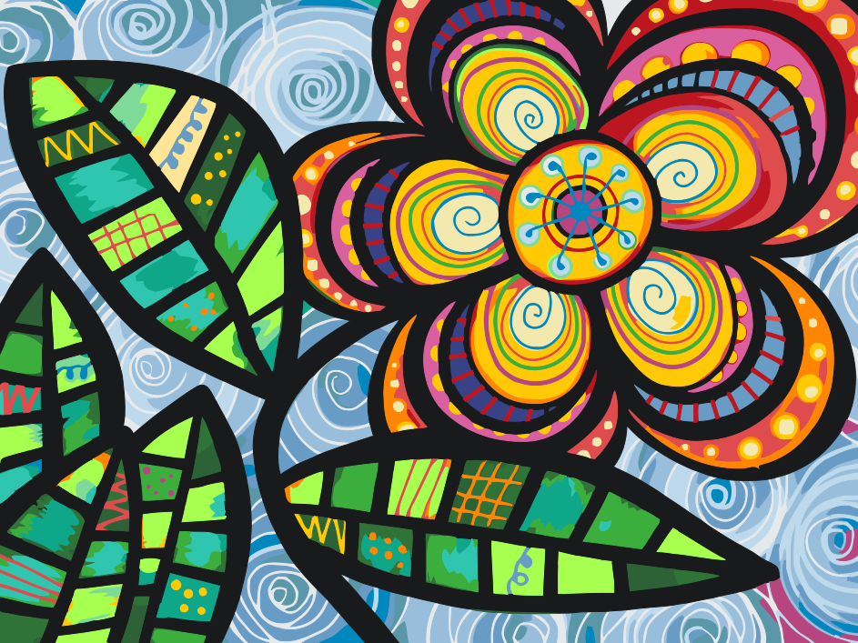 Paint by number - Farverig blomst