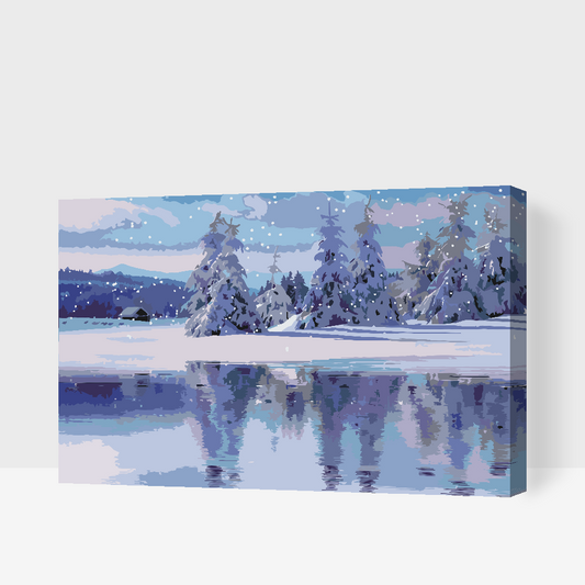 Paint by number - Snedækket landskab