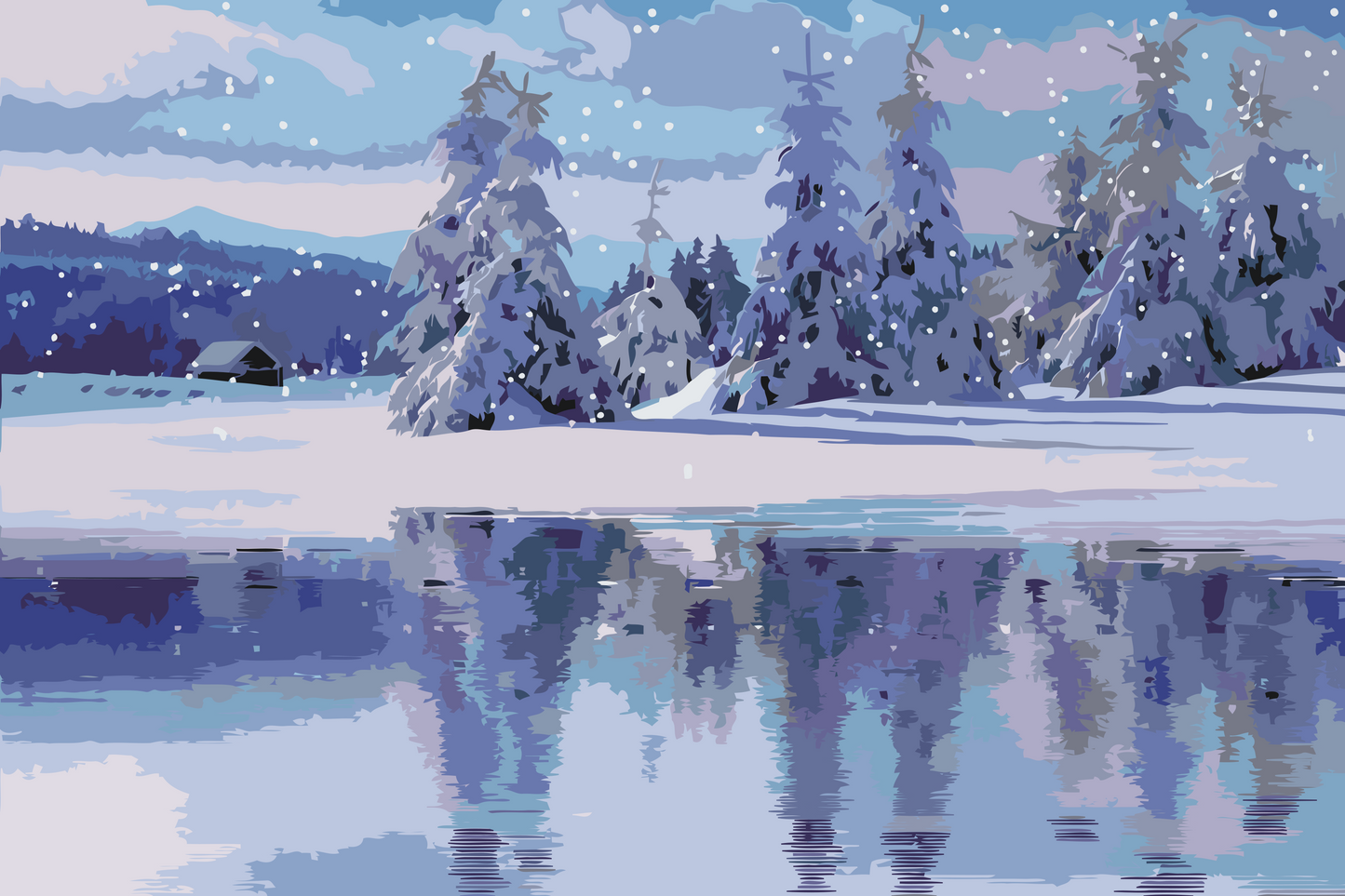 Paint by number - Snedækket landskab