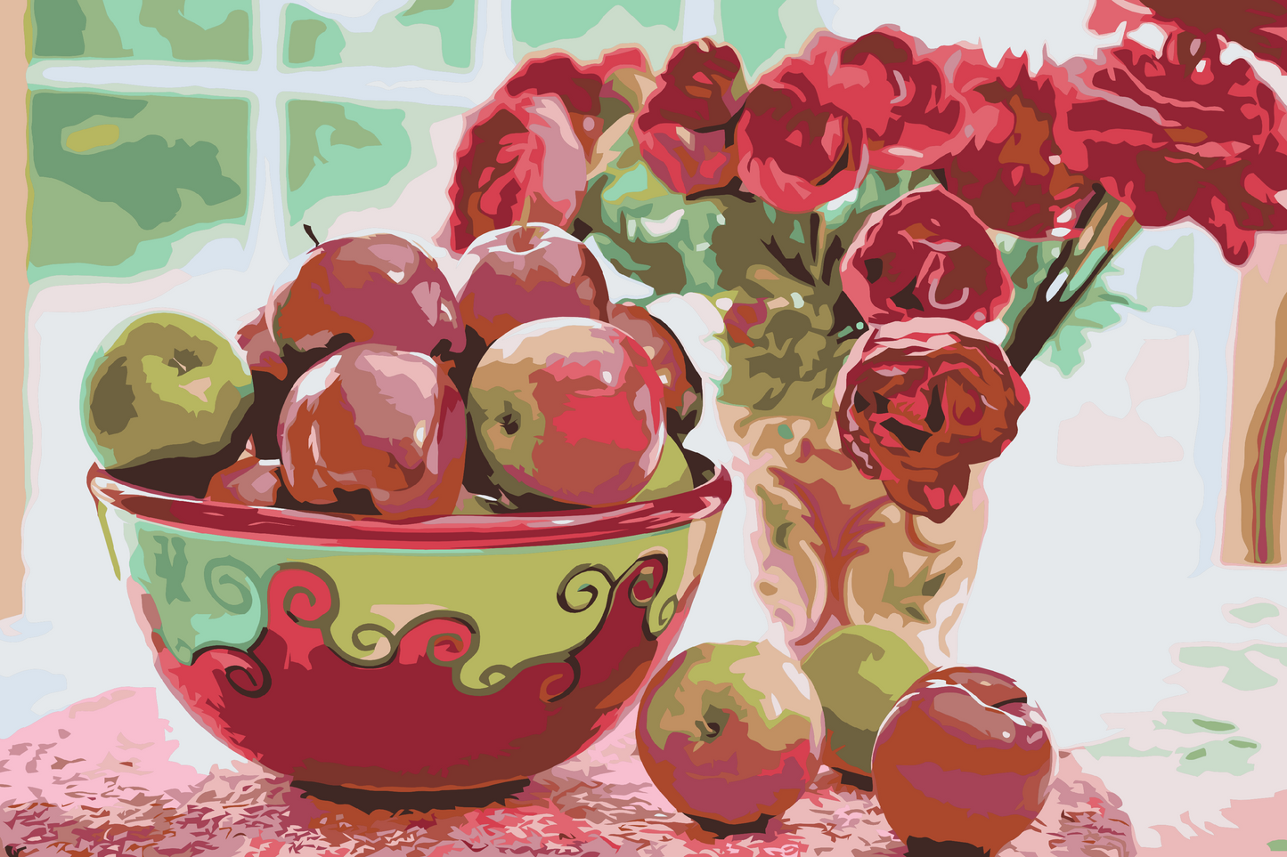 Paint by number - Æbler og blomster