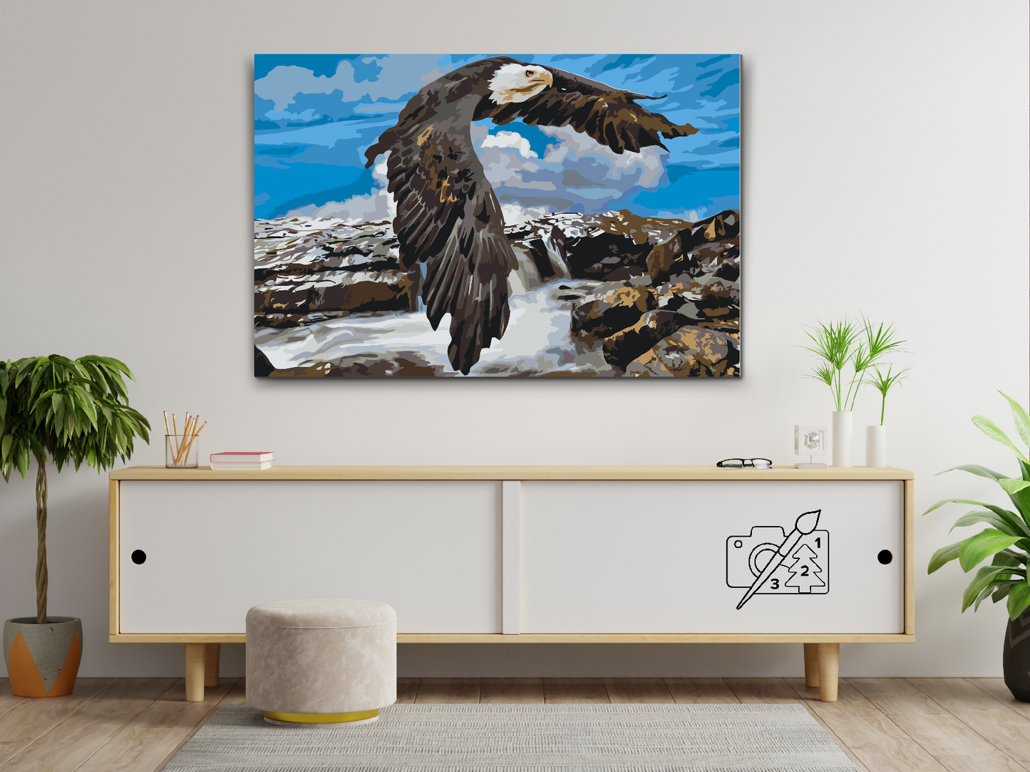 Paint by number - Ørn ved vandfaldet
