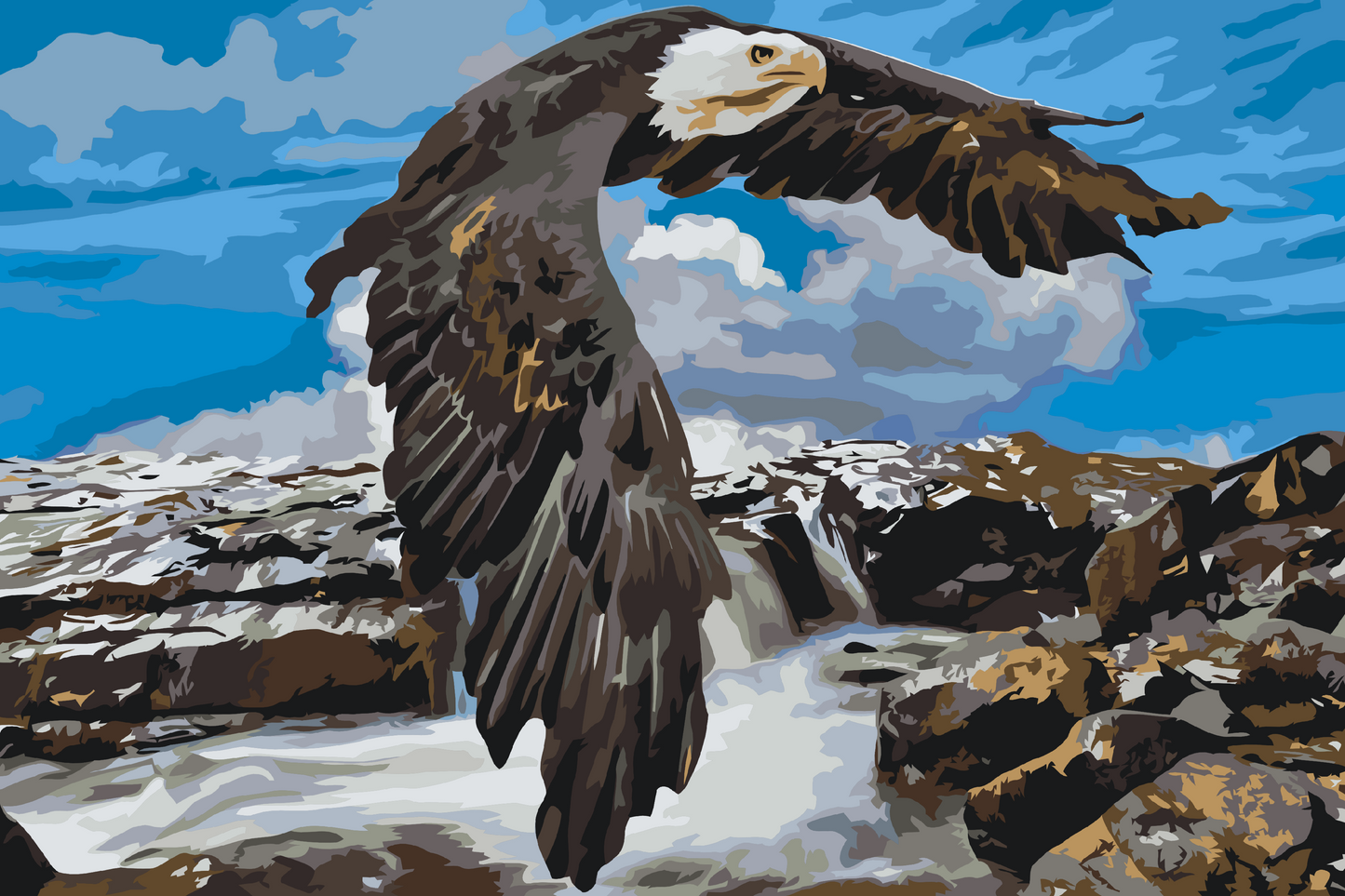 Paint by number - Ørn ved vandfaldet