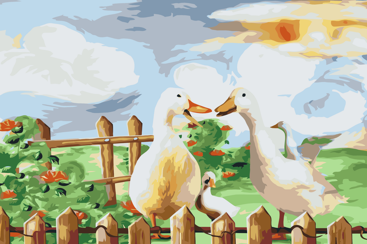 Paint by number - Andefamilien i haven