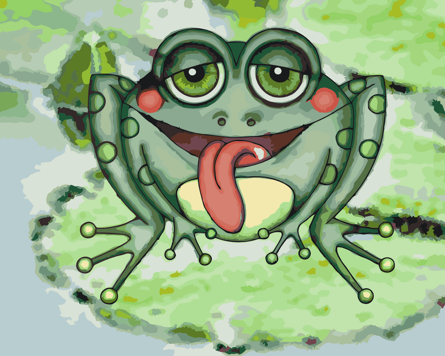 Paint by number - Frø med røde kinder