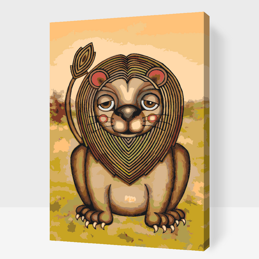 Paint by number - Løve med lyserøde kinder