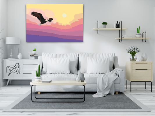 Paint by number - Ørn ved solnedgang