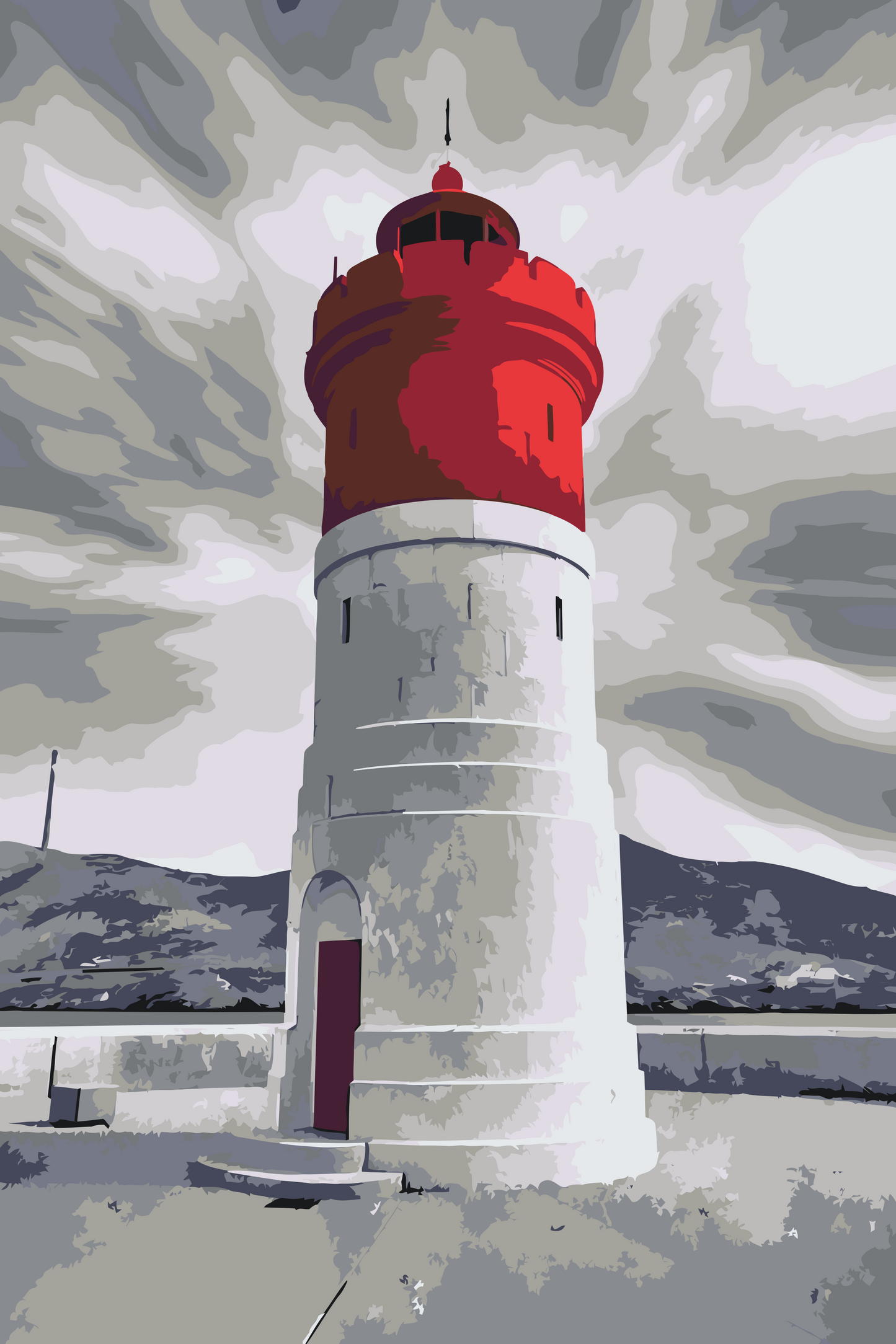 Paint by number - Fyrtårn med rødt tag