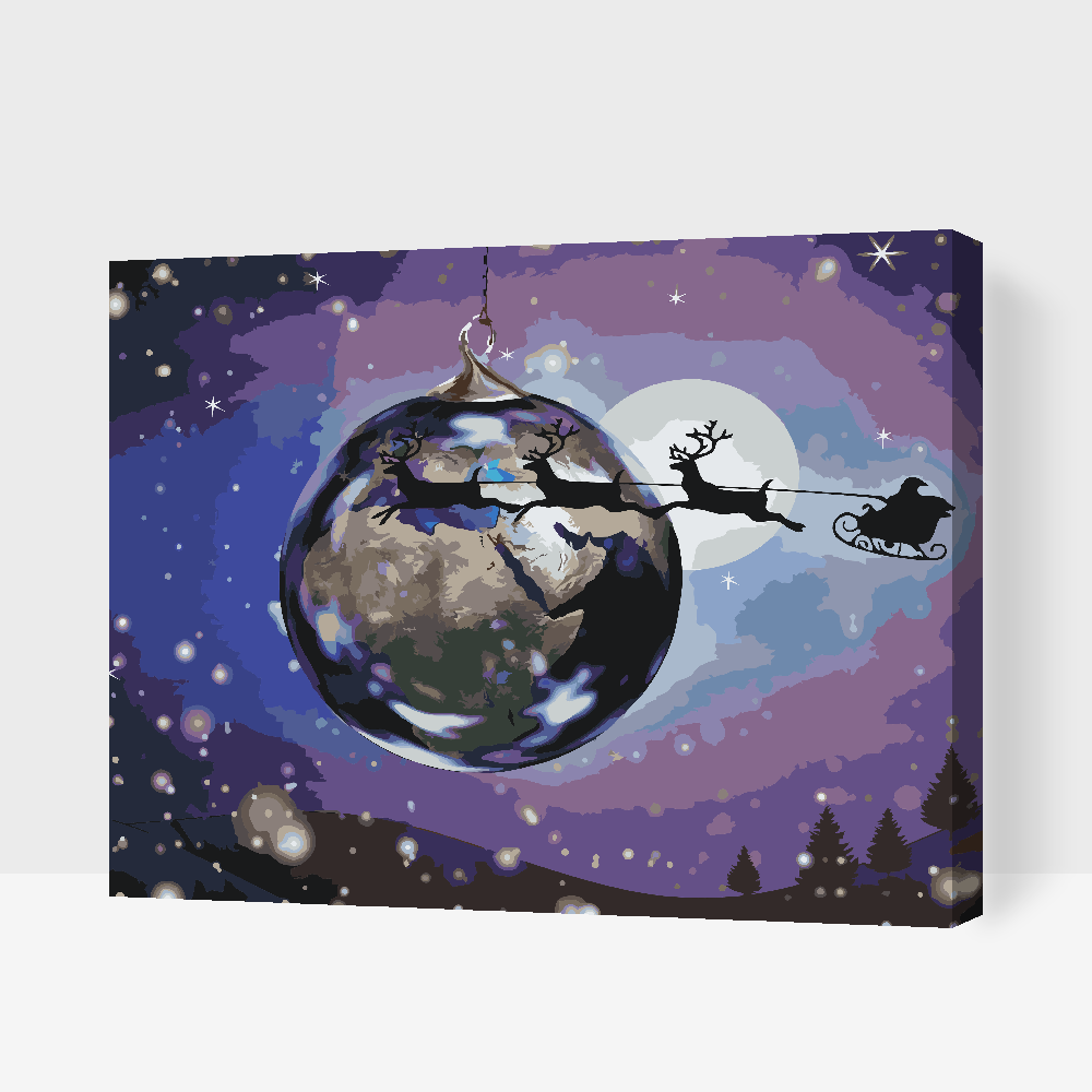 Paint by number - Julemanden på sin slæde