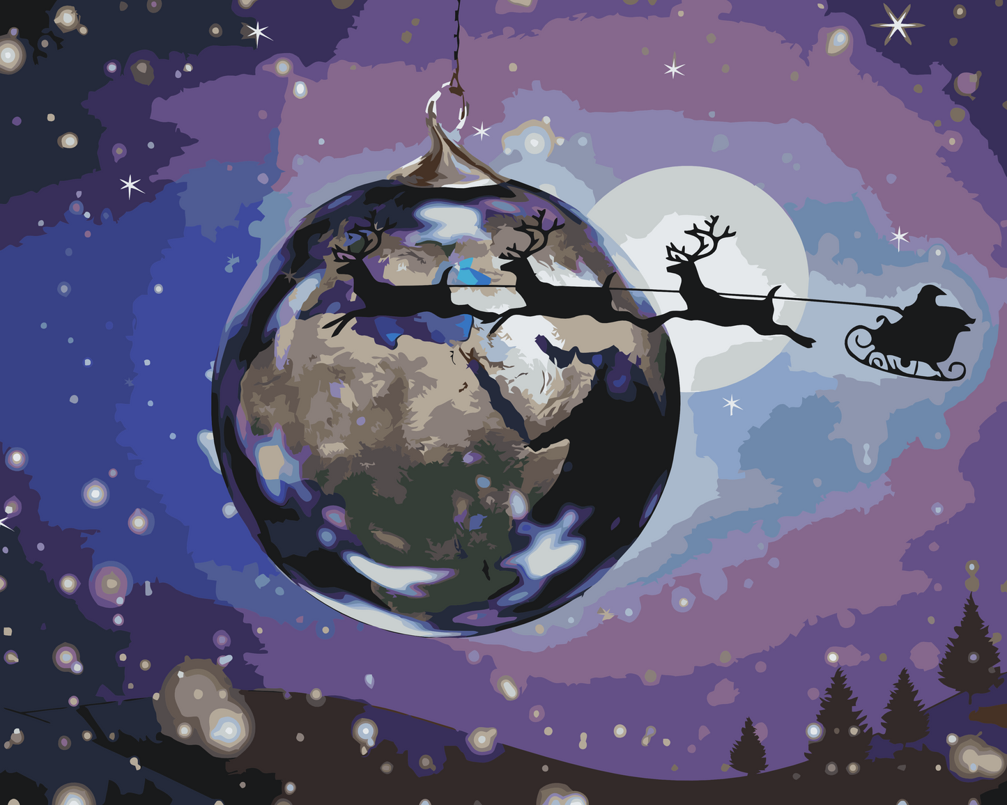 Paint by number - Julemanden på sin slæde