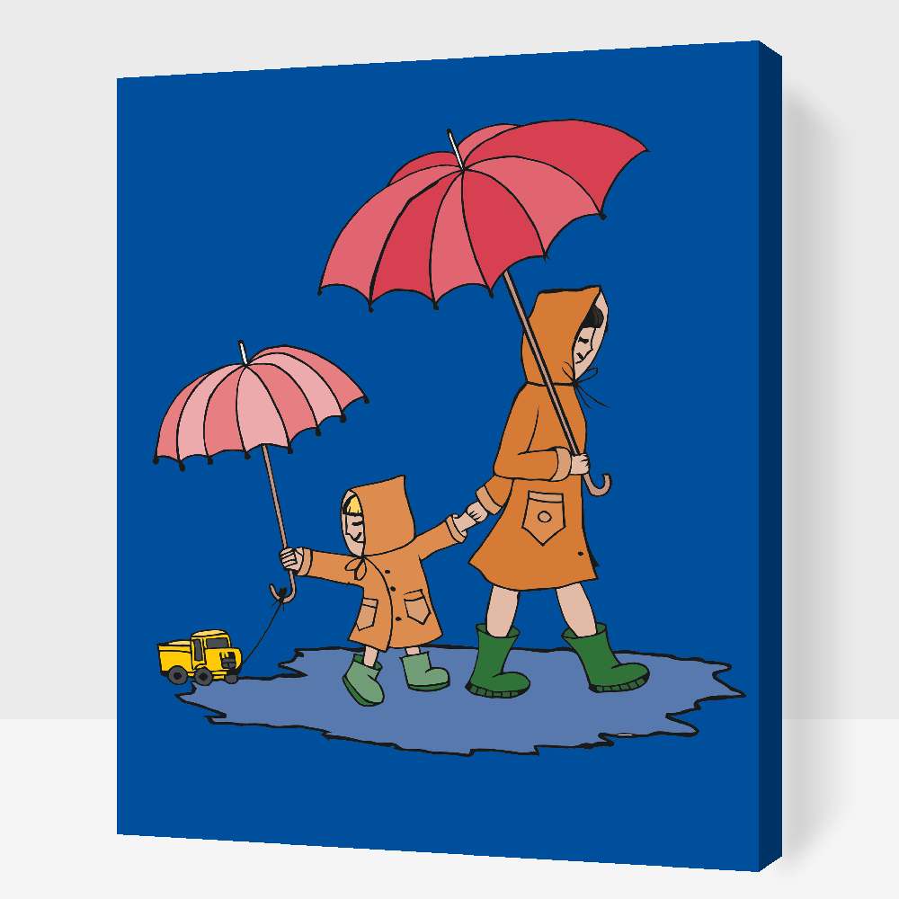 Paint by number - Barn med mor på gåtur