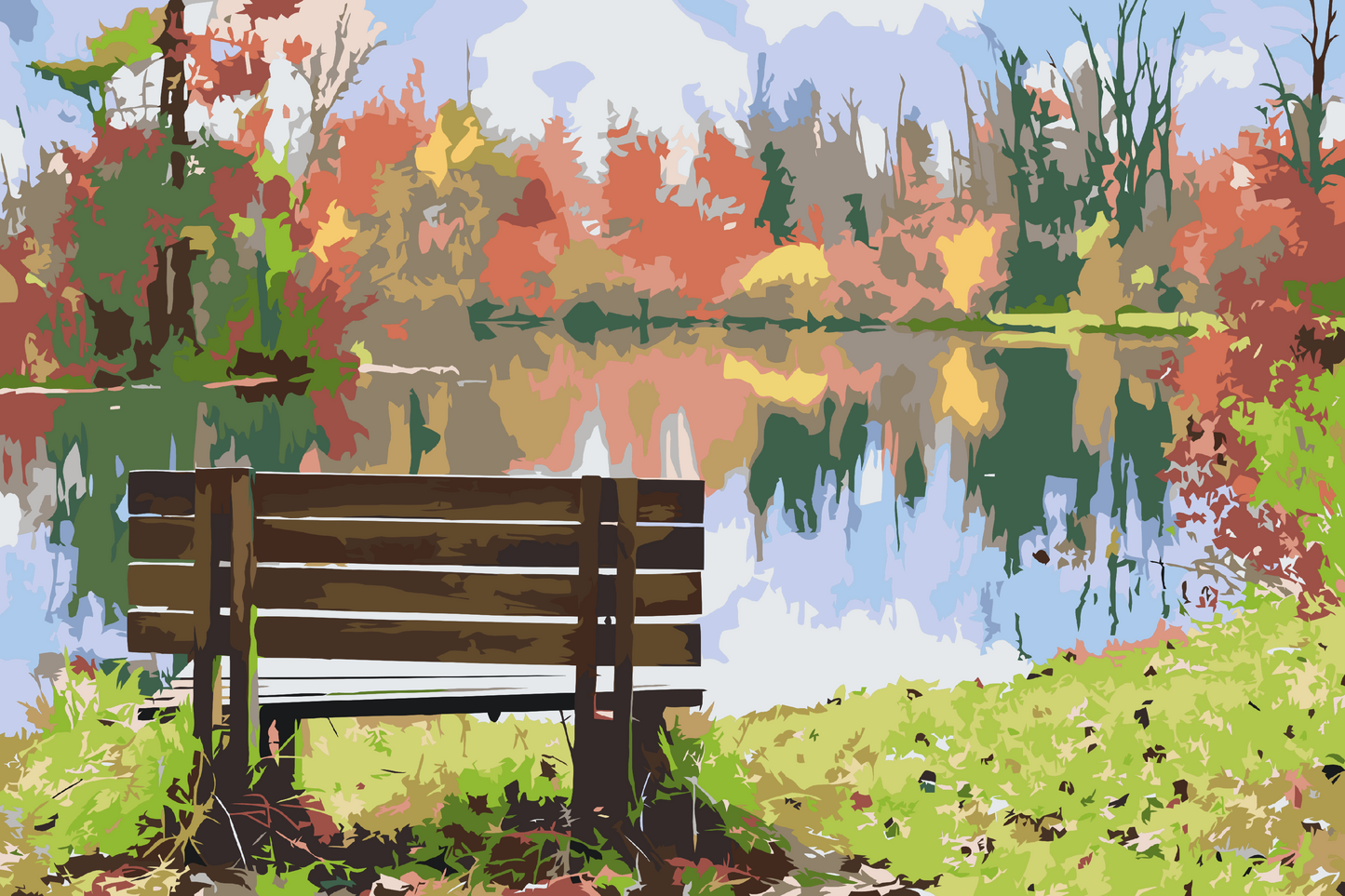 Paint by number - Bænken ved dammen