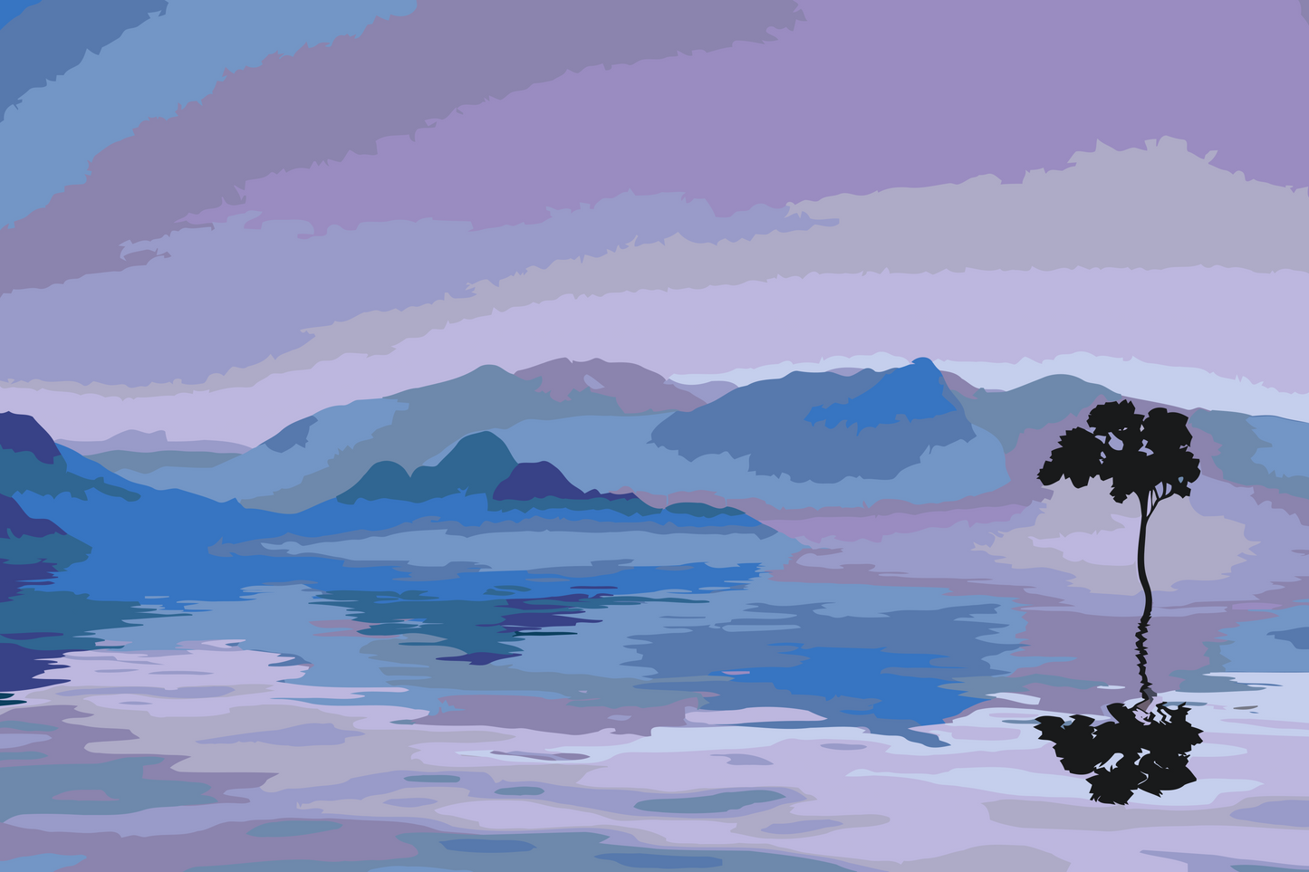 Paint by number - Træet i søen