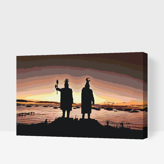 Paint by number - Konge ved solnedgang