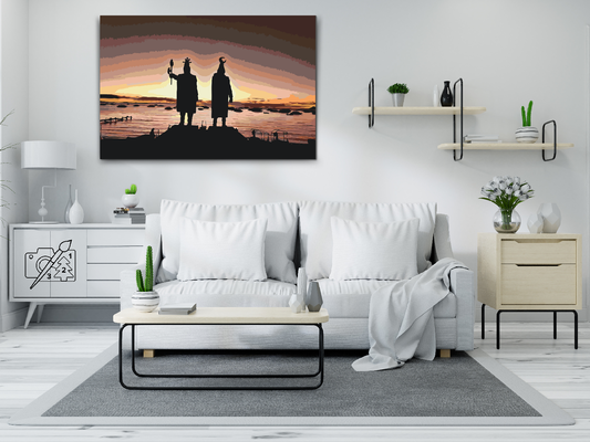 Paint by number - Konge ved solnedgang