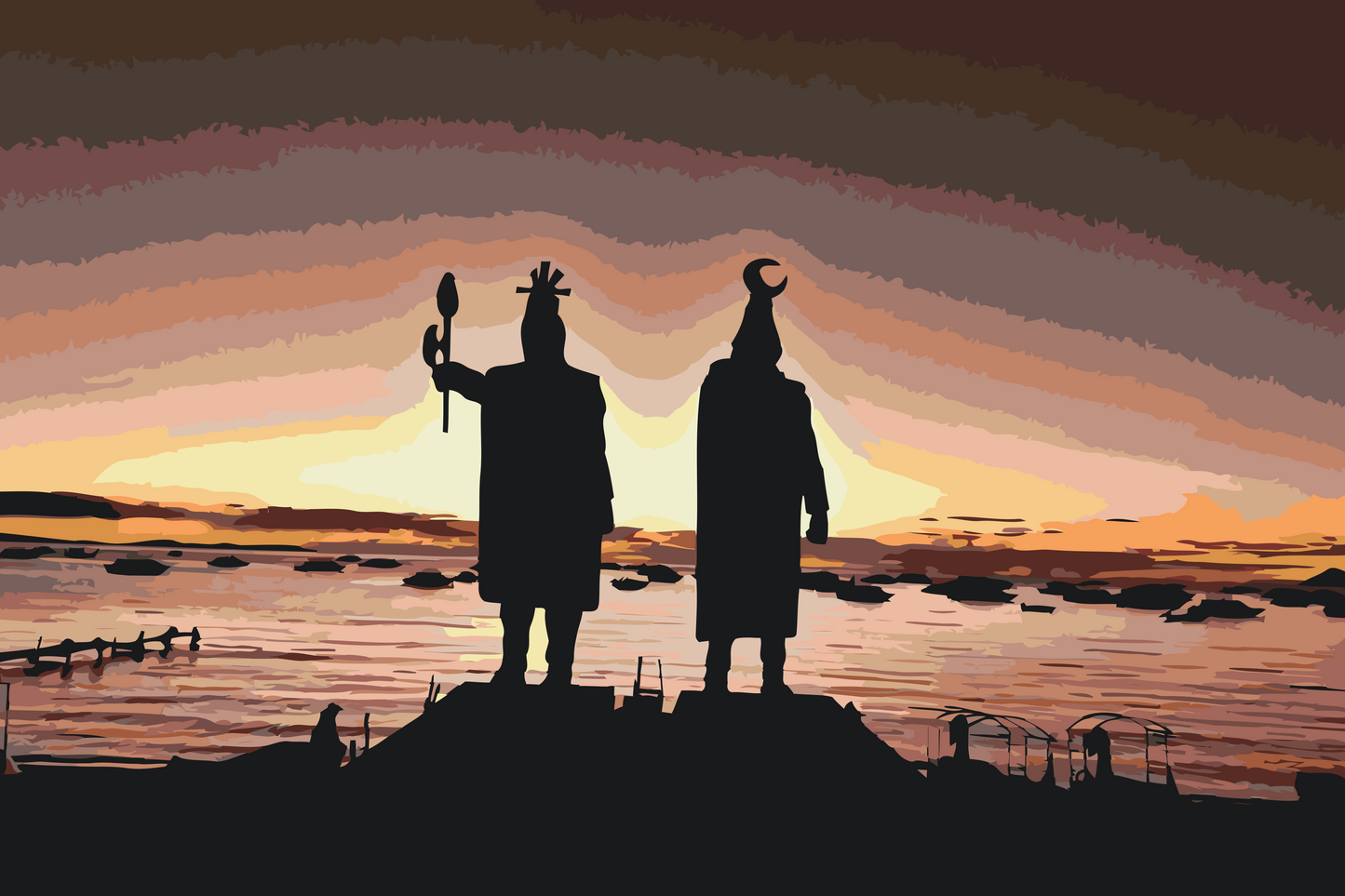 Paint by number - Konge ved solnedgang