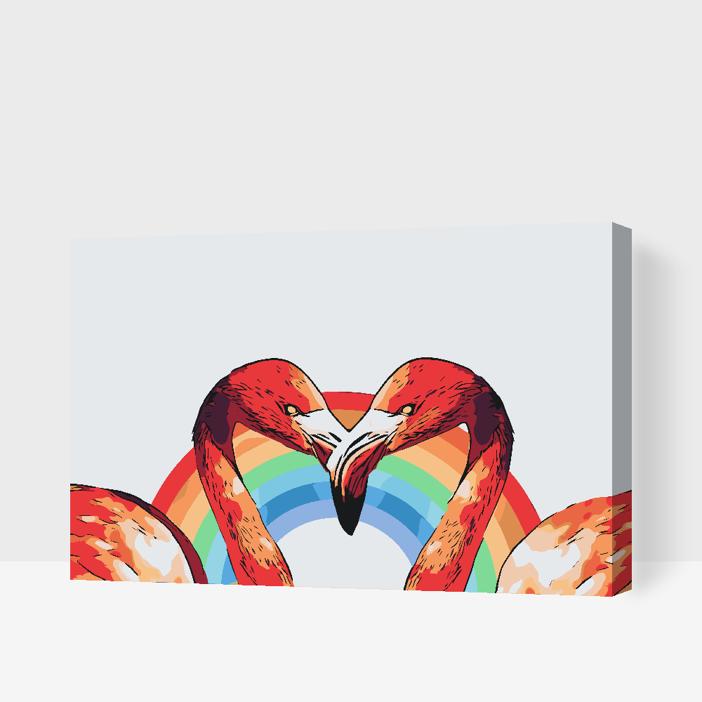 Paint by number - Hjerteformede flamingoer