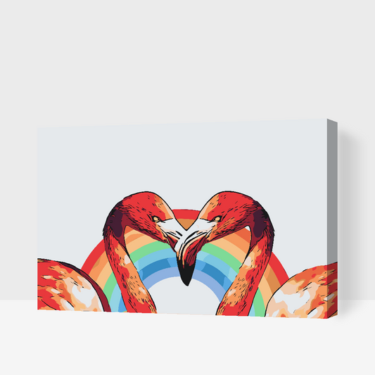 Paint by number - Hjerteformede flamingoer
