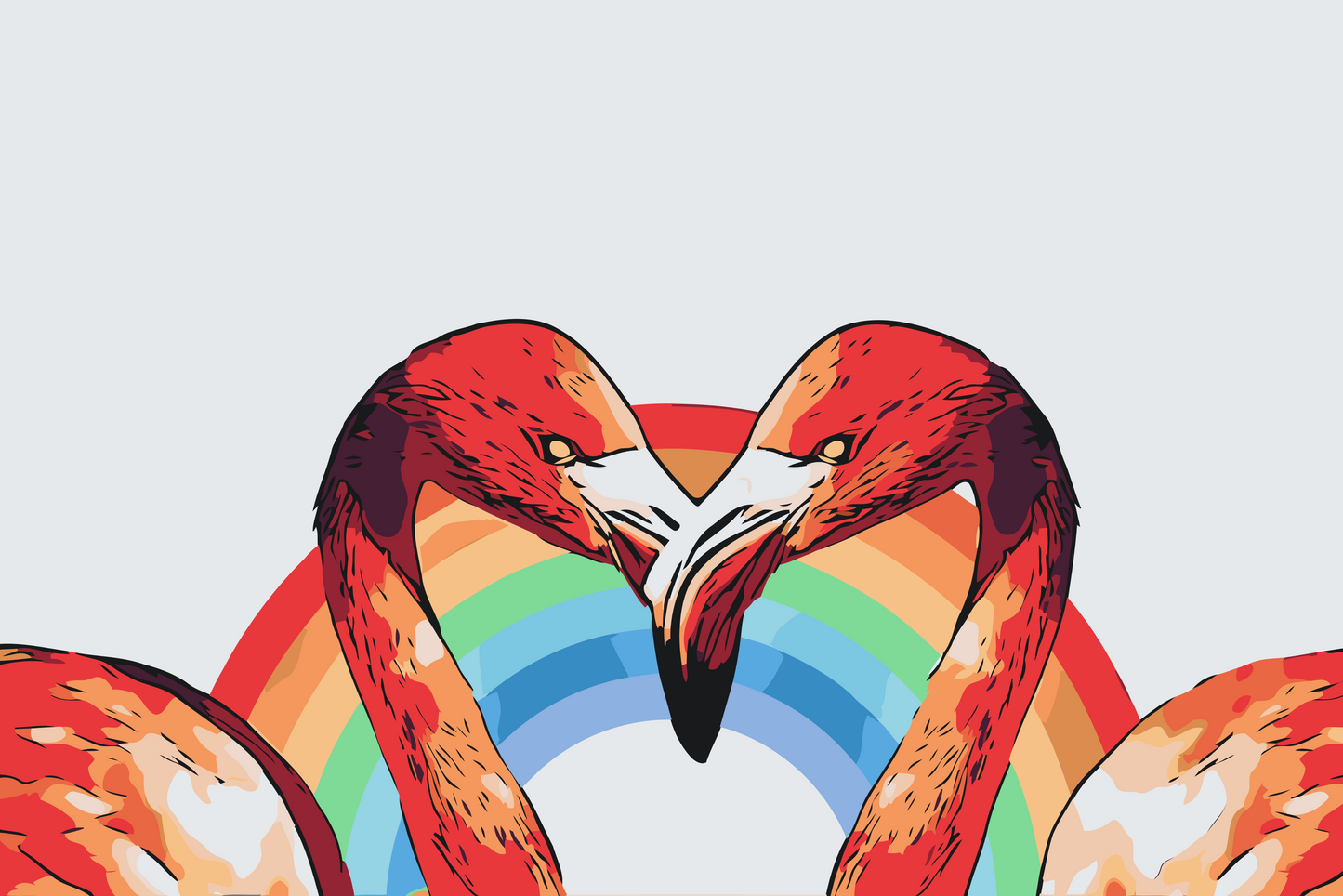 Paint by number - Hjerteformede flamingoer
