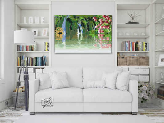 Paint by number - Vandfald i naturen