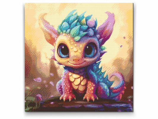 Diamond Painting Farverig Drage - set på lærred