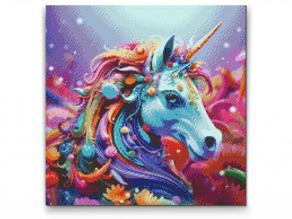Diamond Painting Farverige Dyr Serie - Enhjørning - set på lærred