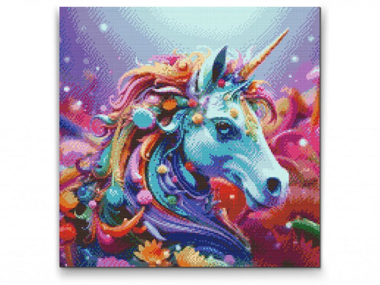 Diamond Painting Farverige Dyr Serie - Enhjørning - set på lærred