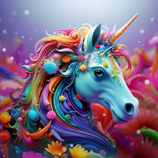 Diamond Painting Farverige Dyr Serie - Enhjørning