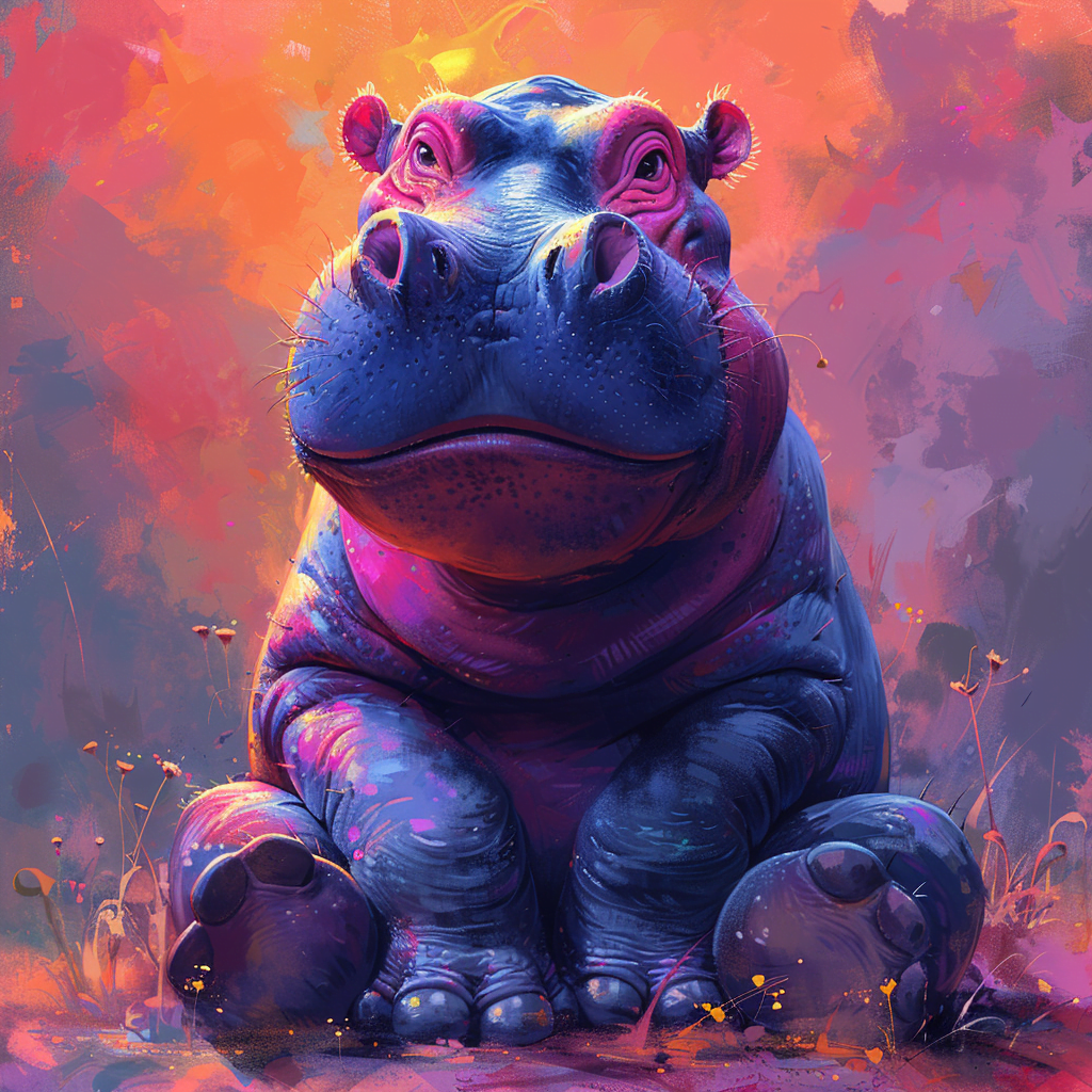 Diamond Painting - Farverig Flodhest Design