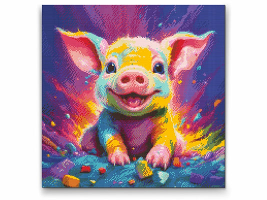 Diamond Painting Kreabutik - Farverig Gris - Design på Lærred