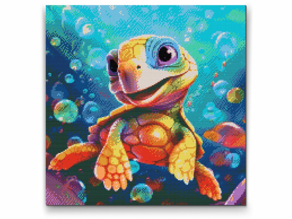 Diamond Paint Kreabutik - Farverig Havskilpadde - design på lærred