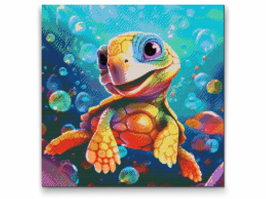 Diamond Paint Kreabutik - Farverig Havskilpadde - design på lærred