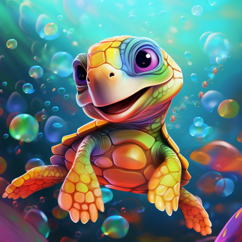 Diamond Paint Kreabutik - Farverig Havskilpadde Design