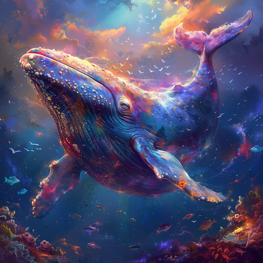 Diamond Painting Kreabutik Farverige Dyr - Hval Design