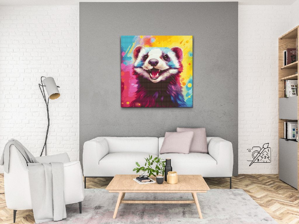 Kreabutik Diamond Painting Farverig Ilder lærred på væg i stue