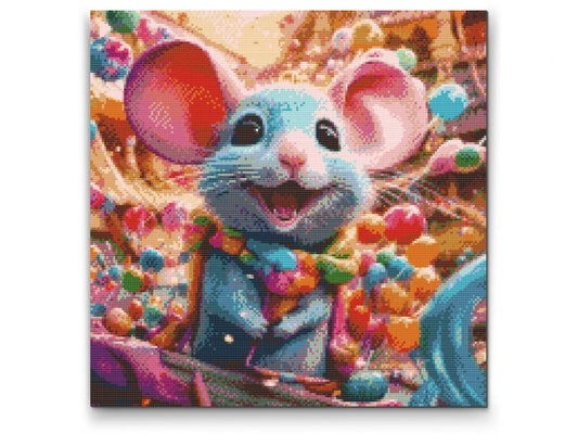 Diamond Painting Kreabutik - Farverige Dyr - Mus på lærred