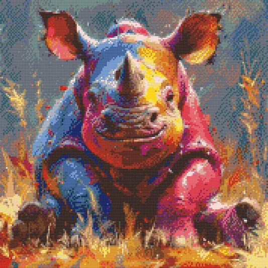 Diamond Paint - Farverige Dyr - Næsehorn Kreabutik.dk