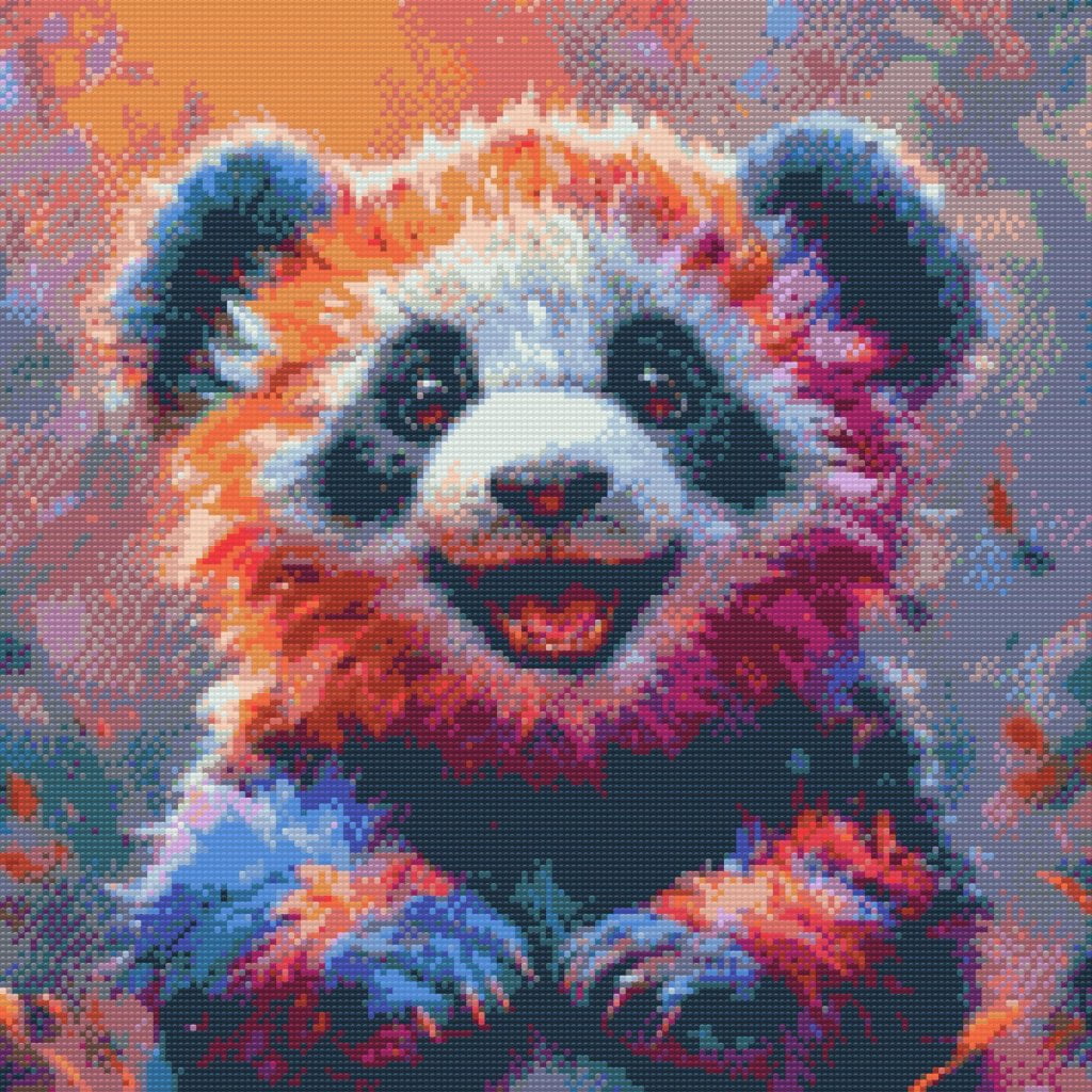 Diamond Painting Farverig Panda Kreabutik