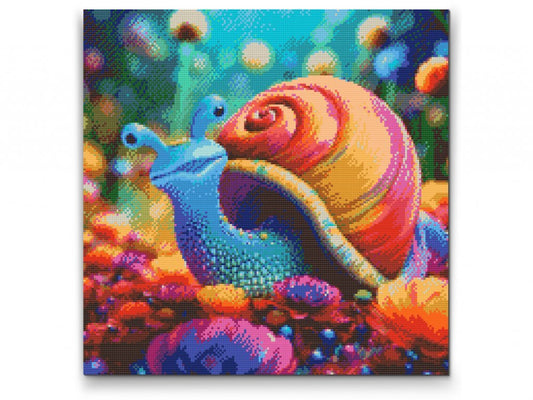 Diamond Painting Kreabutik - farverig snegl på lærred